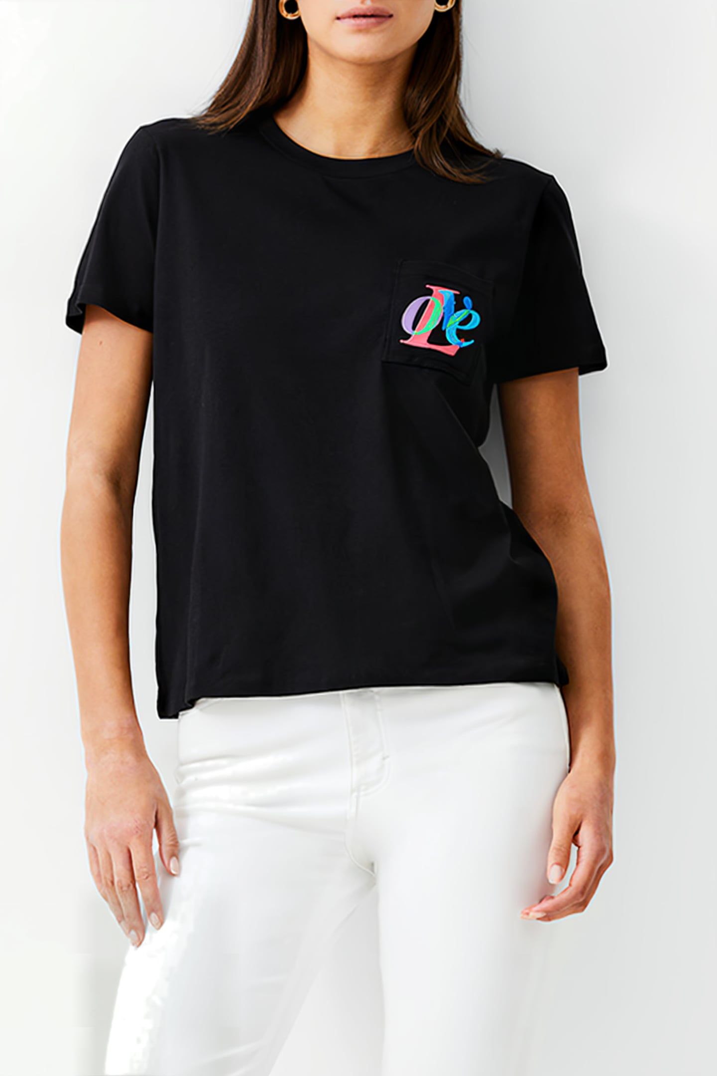 LOVE EMB POCKET TEE BLACK 1