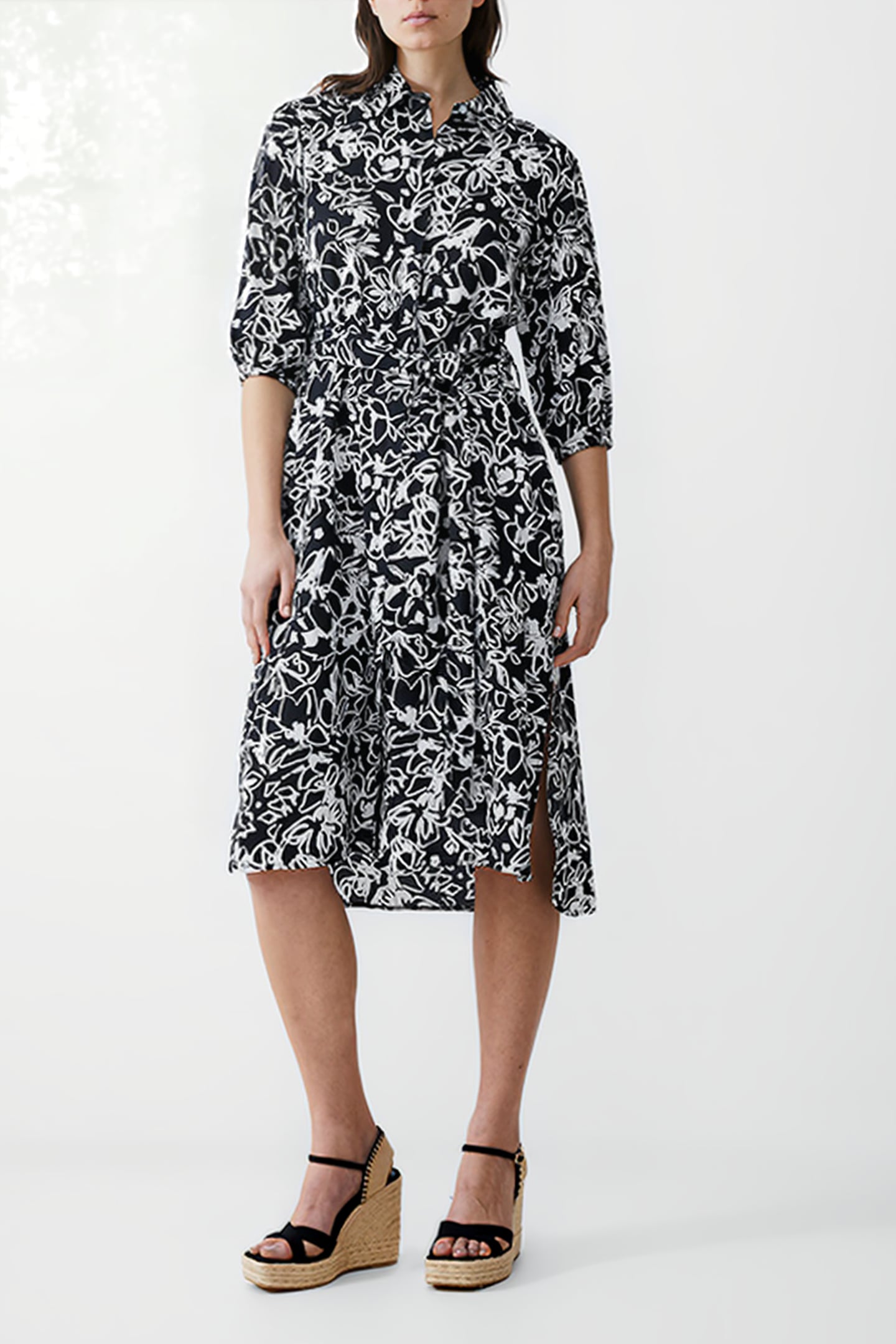 FAYOLA SHIRT DRESS MIDI BLACK/WHITE 2