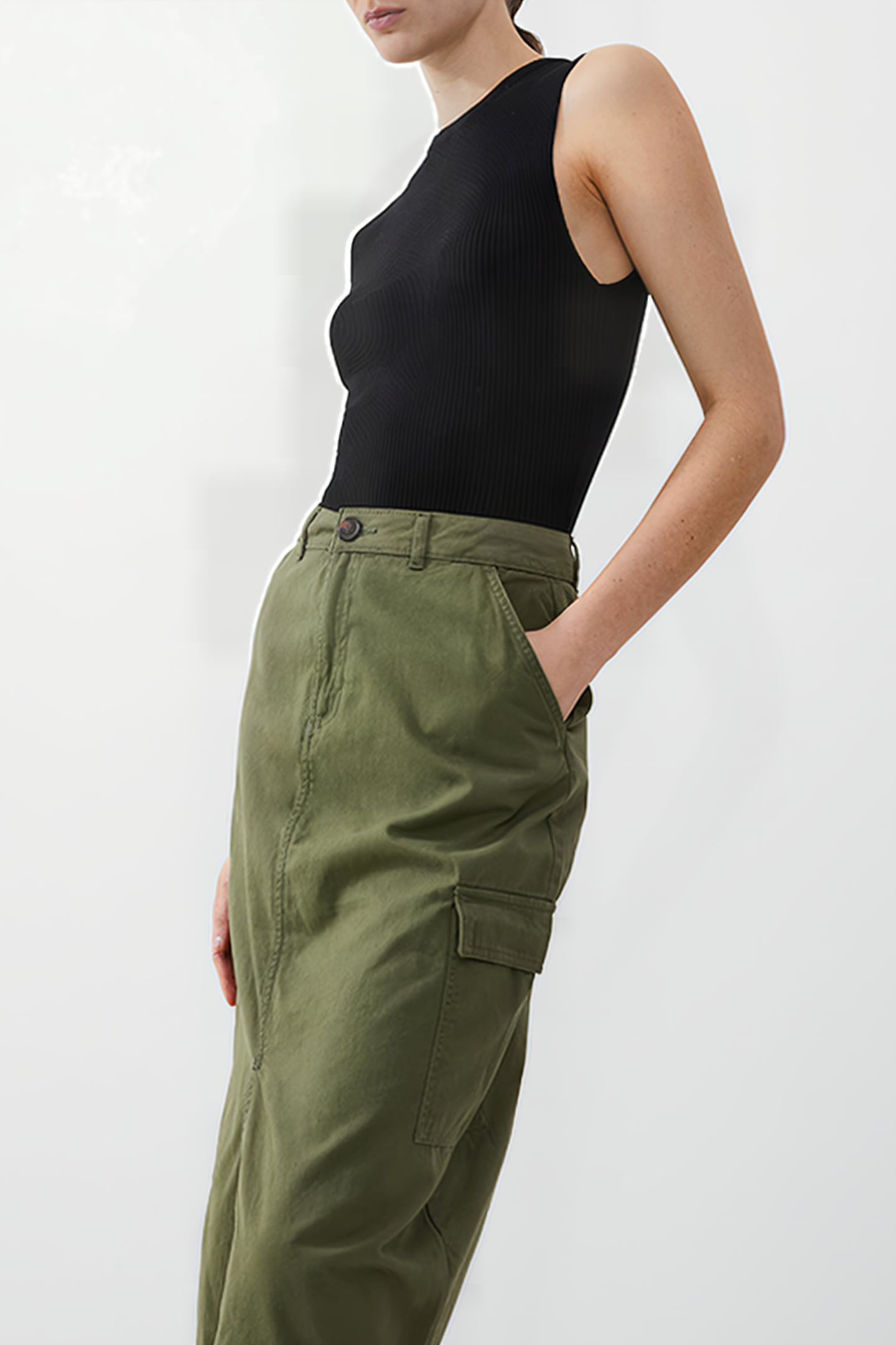 CARGO MIDI SKIRT KHAKI 4