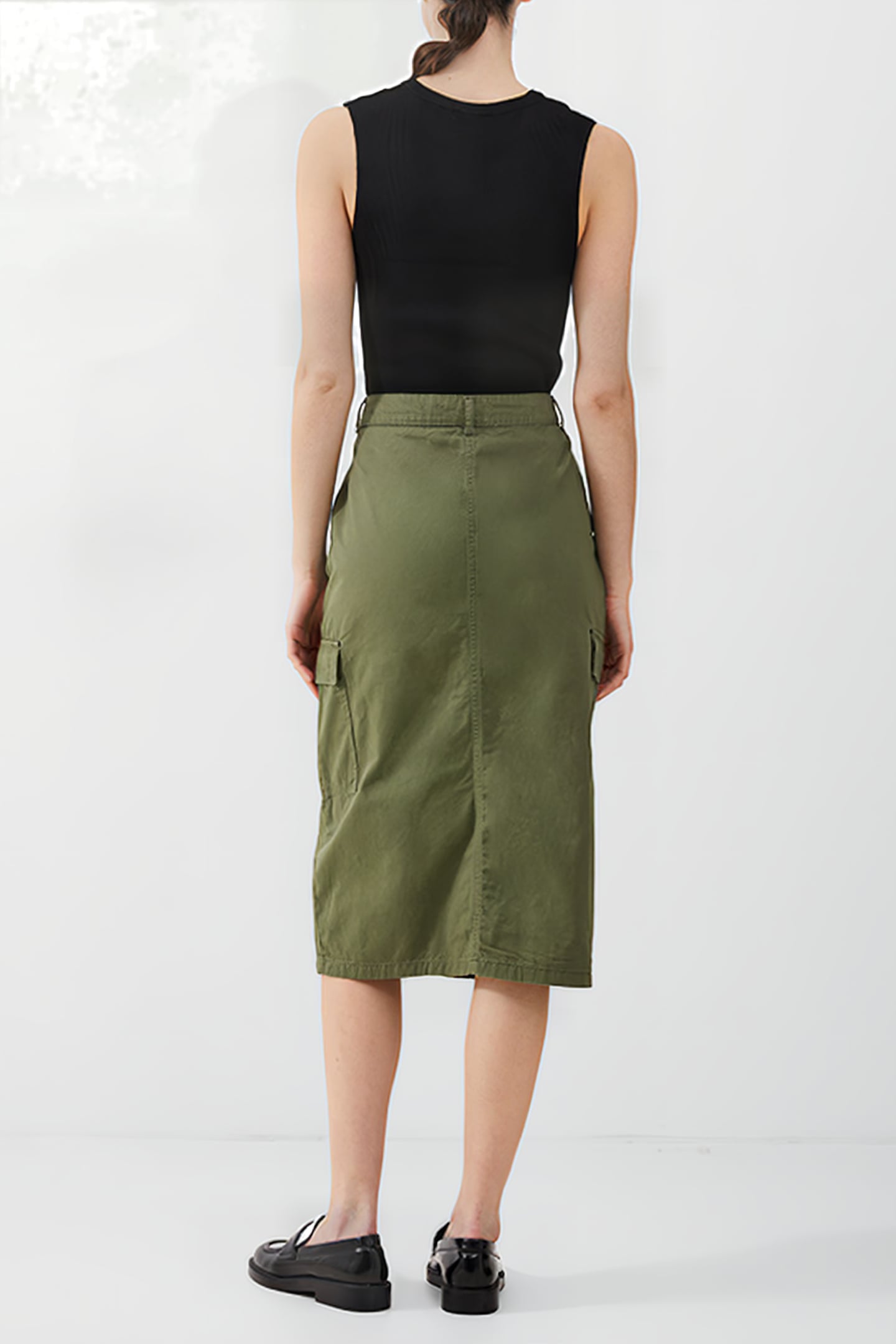 CARGO MIDI SKIRT KHAKI 3