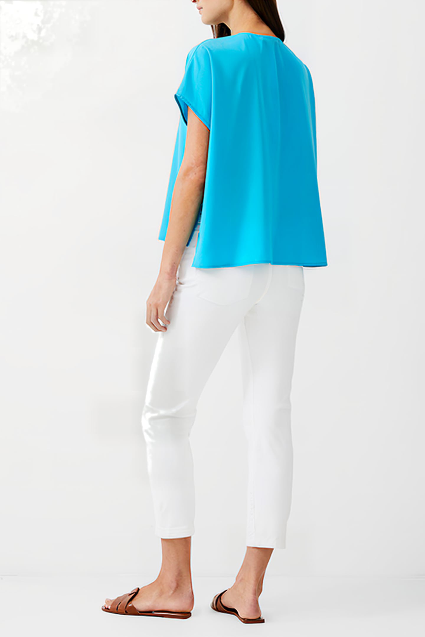 VEE BOXY CREPE LIGHT TOP PEACOCK 3