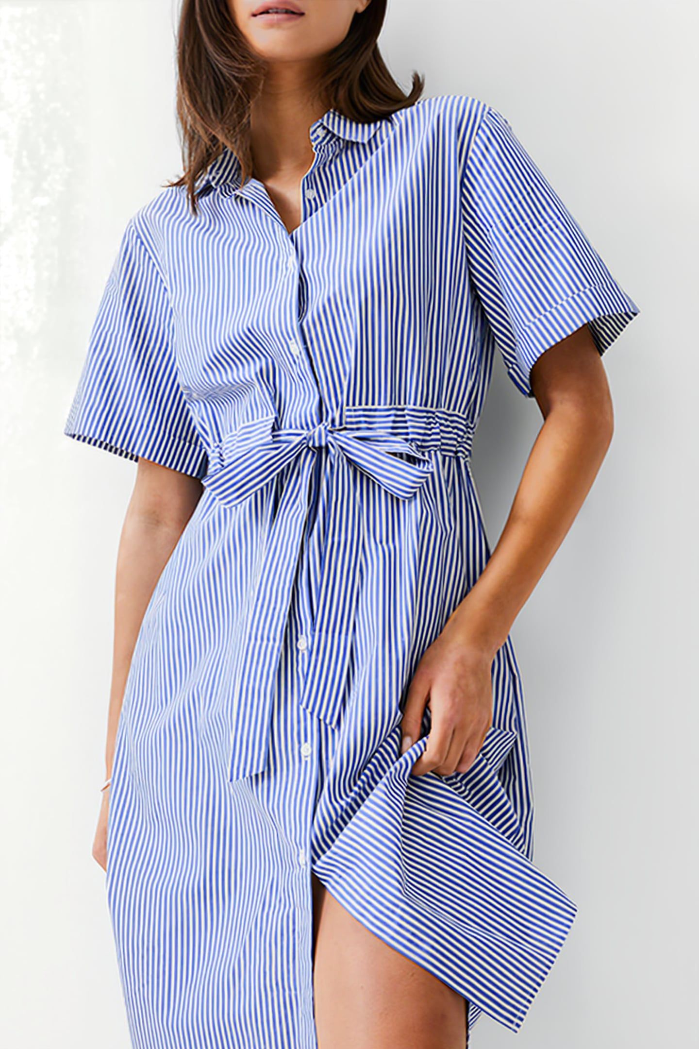 STRIPE POPLIN SHIRT DRESS BLUE/WHITE 3