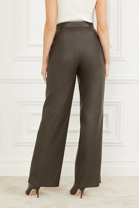 MARCIANO BY GUESS VIXEN WIDE LEG PANT OLIVE LEATHER BRANCH 2