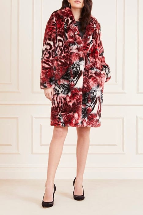 MARCIANO BY GUESS BELLE FAUX FUR COAT LEOPARD ROSE PRINT 6