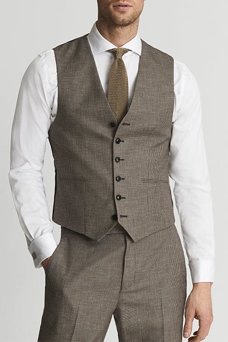 DOME SIX BUTTON WAISTCOAT — PUPPYTOOTH BROWN 1