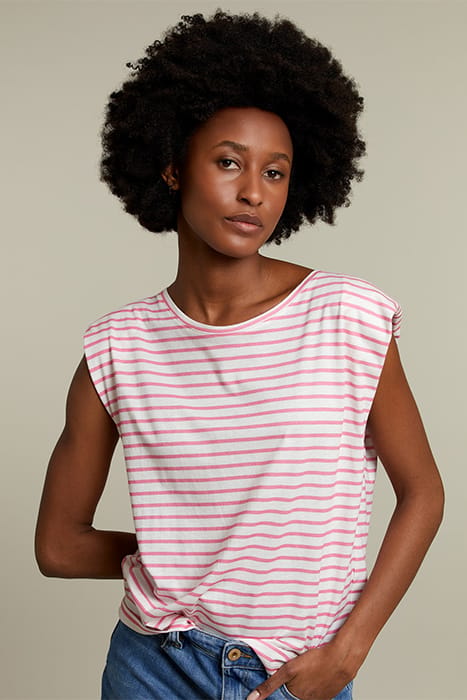 PINK STRIPED TOP WITH SHOULDER PADS 1