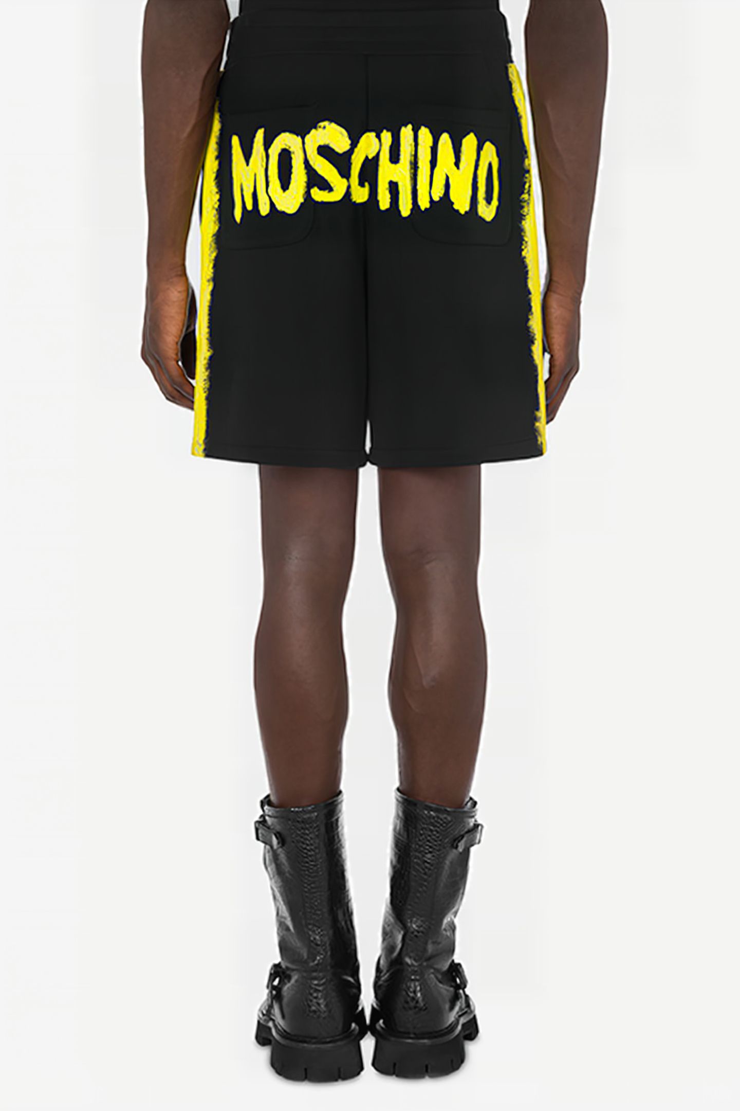 BERMUDA SHORTS IN MOSCHINO PAINT ORGANIC FLEECE BLACK 2