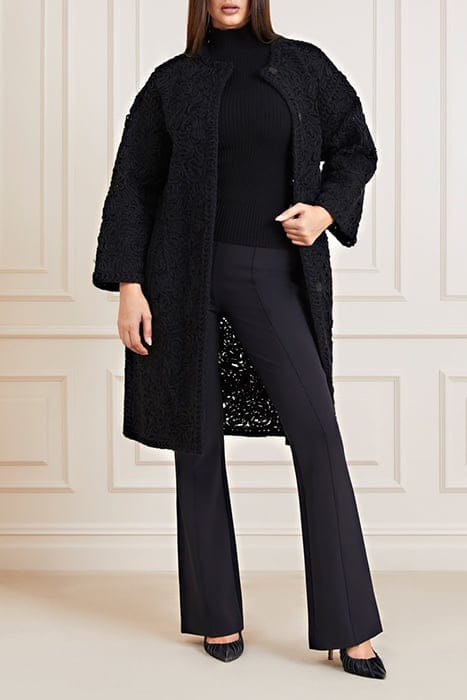 MARCIANO BY GUESS BRAID COAT JET BLACK FAUX FUR 4