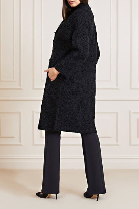 MARCIANO BY GUESS BRAID COAT JET BLACK FAUX FUR 2