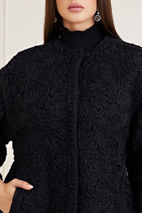 MARCIANO BY GUESS BRAID COAT JET BLACK FAUX FUR 6