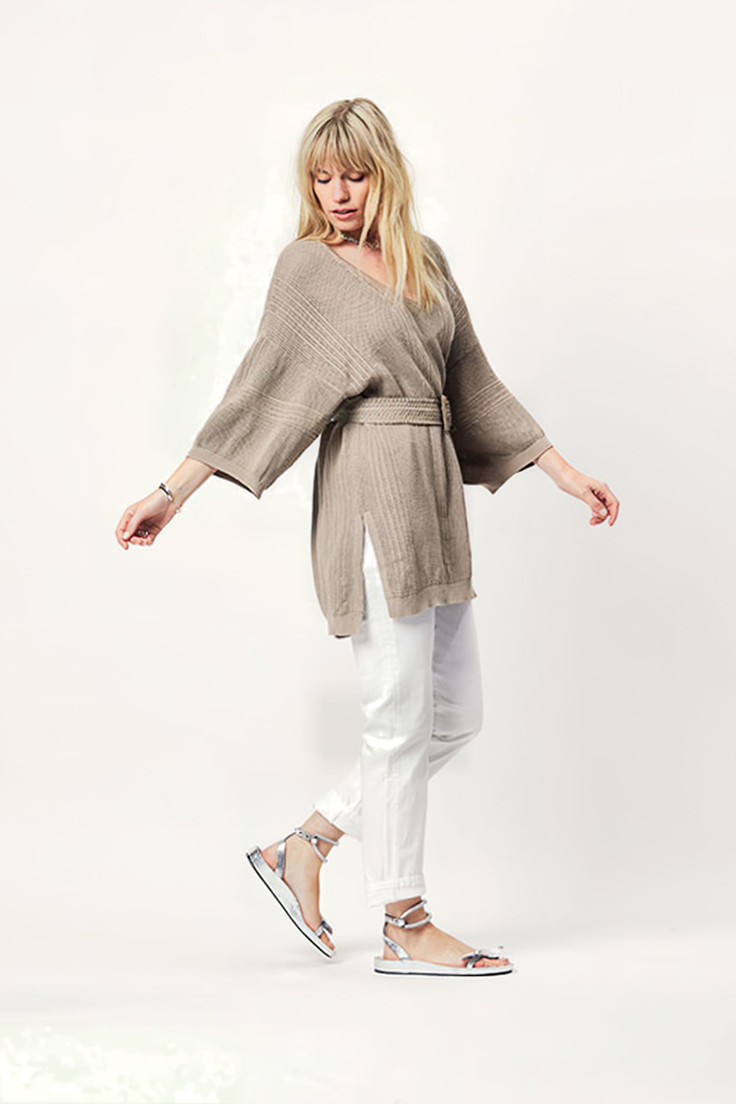 D6NILIANE AJOUR KNIT TUNIC COBBLESTONE 2