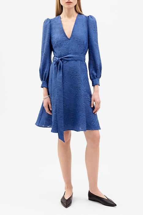 NICKY MINI LENGTH DEEP V-NECK DRESS OCEAN BLUE 1