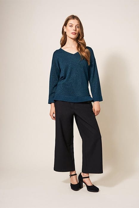 NIGHT SKY V NECK JUMPER MID TEAL 3