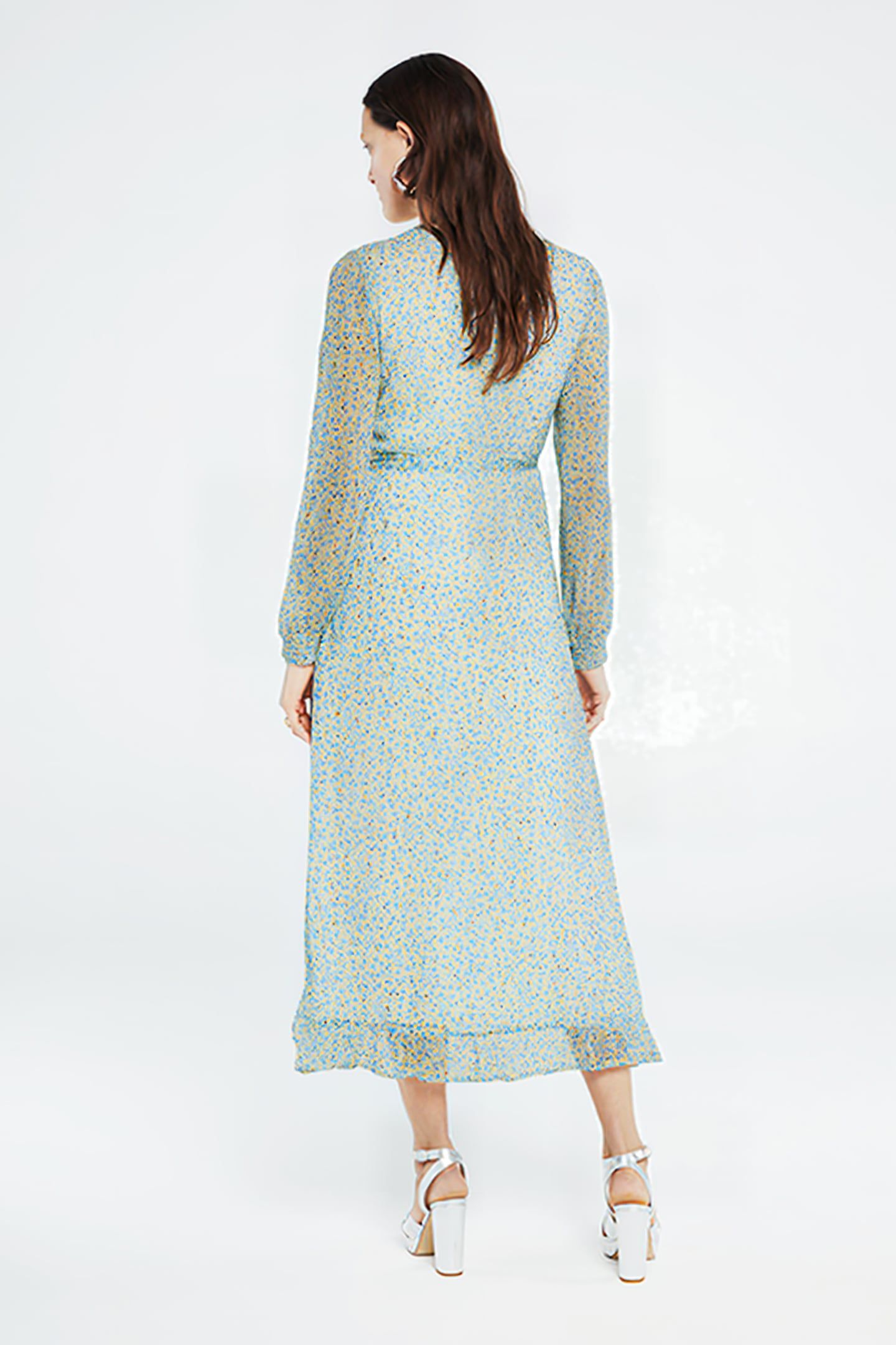 NATASJA FRILL DRESS CREAM WHITE/RIAD BLU 2