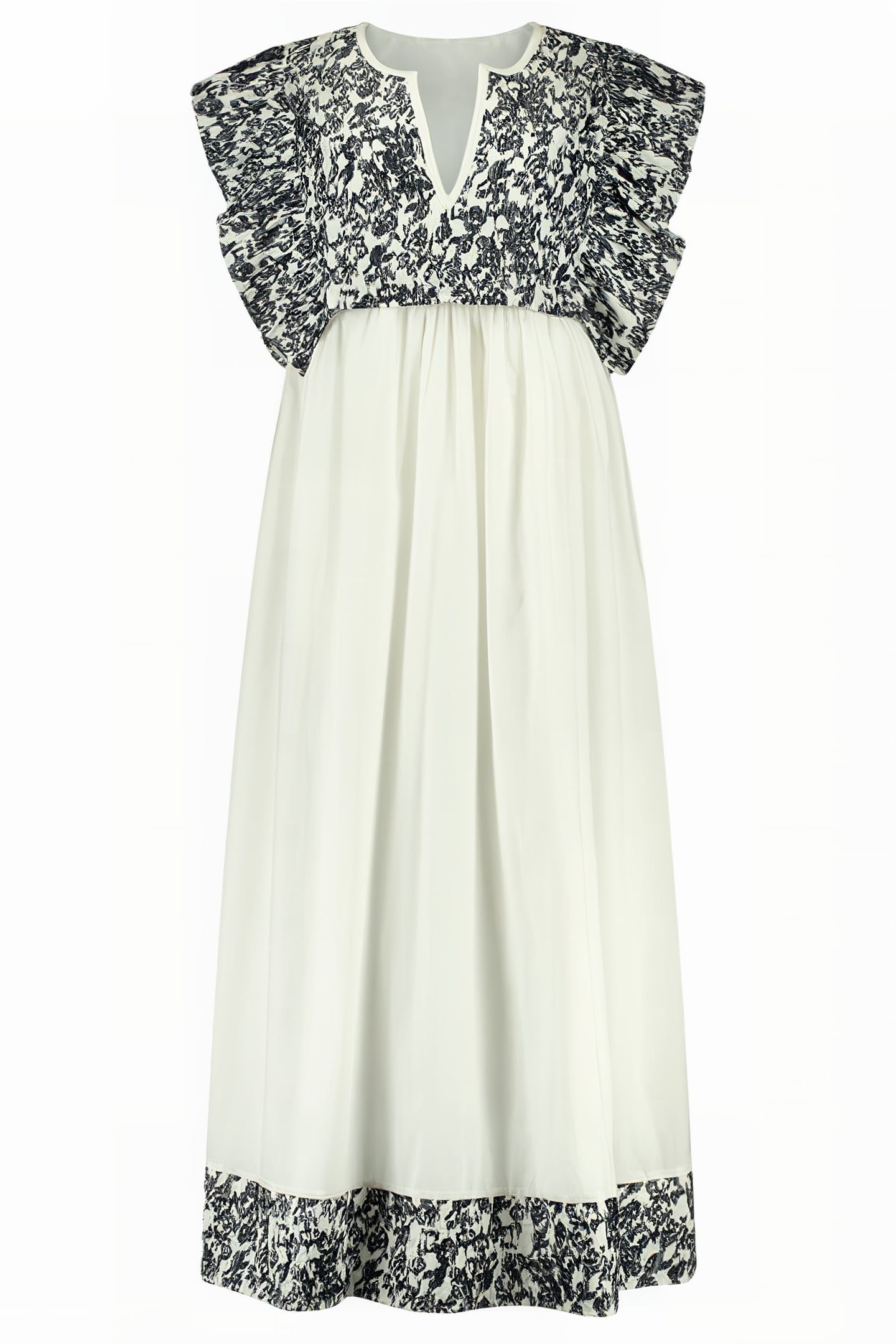 ROKIN LONG DRESS BLURRY FLOWER MARINE 1