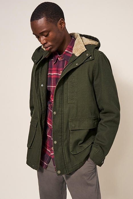 BORG LINED WINTER JACKET KHAKI GREEN 4