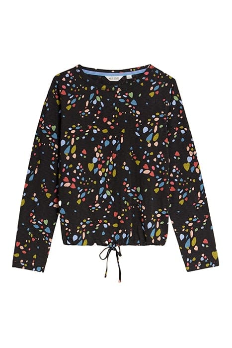 TASHA TIE HEM TOP BLACK PRINTED 1