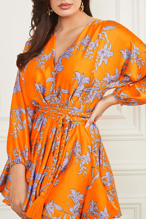 MARCIANO BY GUESS MAYA SURPLICE DRESS SUNBURST ORANGE 6