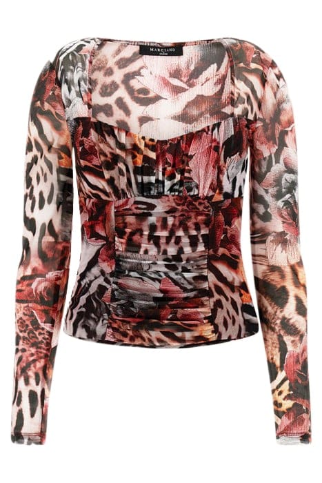 MARCIANO BY GUESS LEOPARD ROSE MESH TOP BLOUSE PRINT 4
