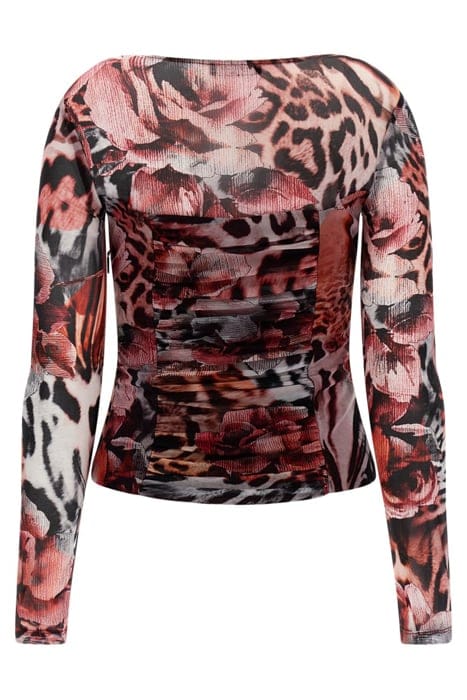 MARCIANO BY GUESS LEOPARD ROSE MESH TOP BLOUSE PRINT 5