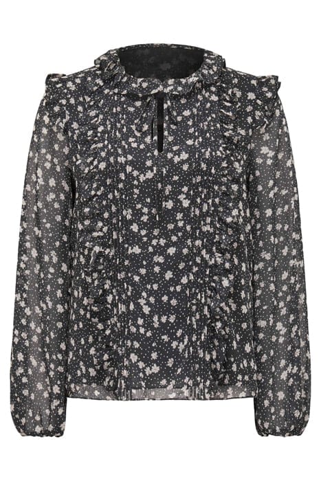 CODY RUFFLE PINTUCK BLOUSE NAVY FOLEY DITSY 4