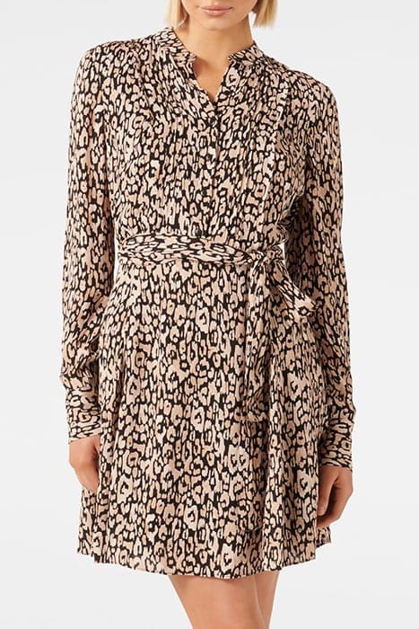 PERRY SHIRT GODET DRESS PAINTERLY ANIMAL 1