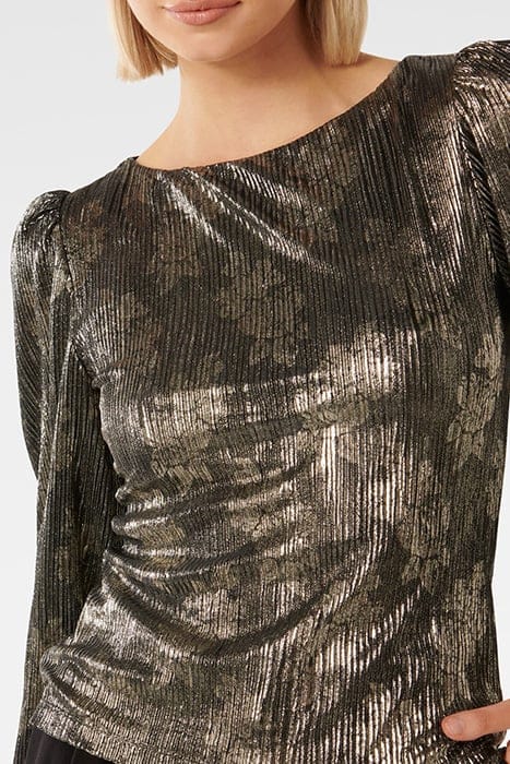 GABRIELLA BOAT NECK METALLIC PLISSE METALLIC GOLD 6