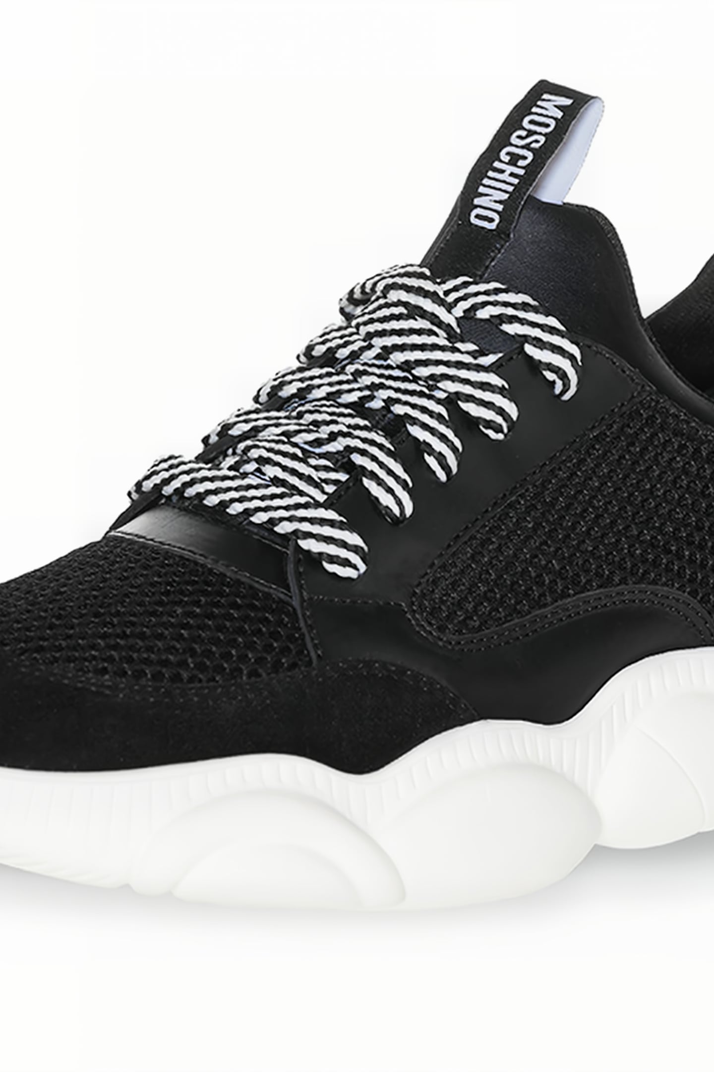 TEDDY RUN SNEAKER IN MESH, CALFSKIN AND SPLIT LEATHER BLACK 4
