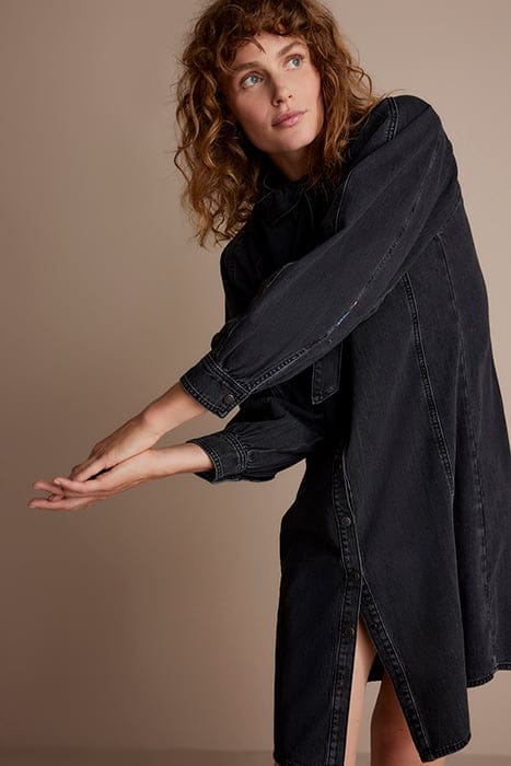 DENIM BOW DRESS MARITAS LIGHT WEIGHT DENIM BLACK DENIM 4
