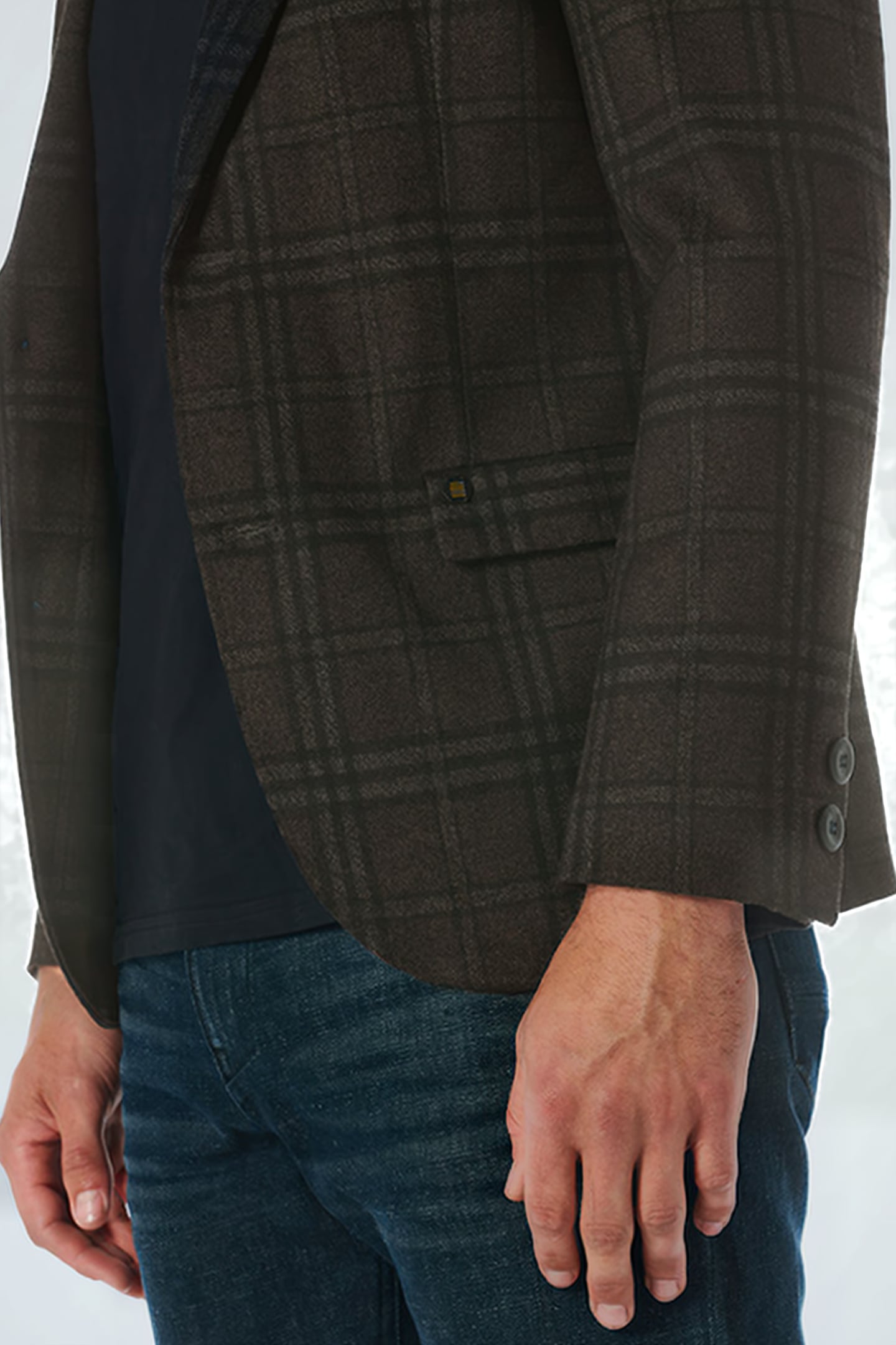 BLAZER JERSEY STRETCH CHECK COFFEE 6