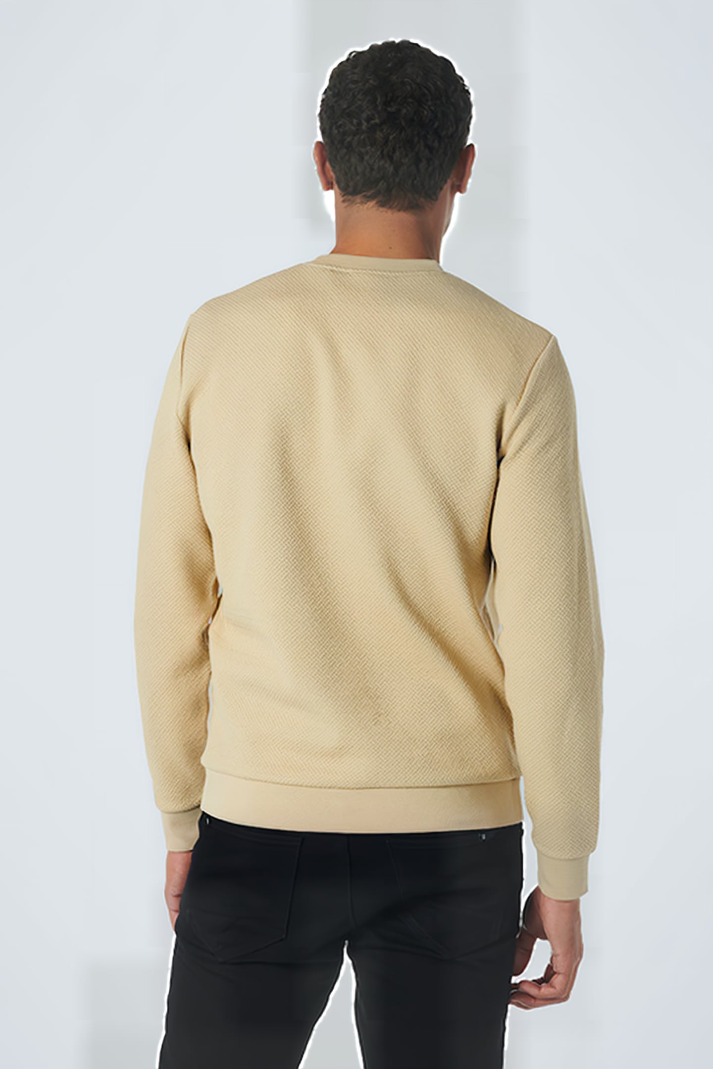 SWEATER CREWNECK DOUBLE LAYER JACQUARD STRETCH STONE 2