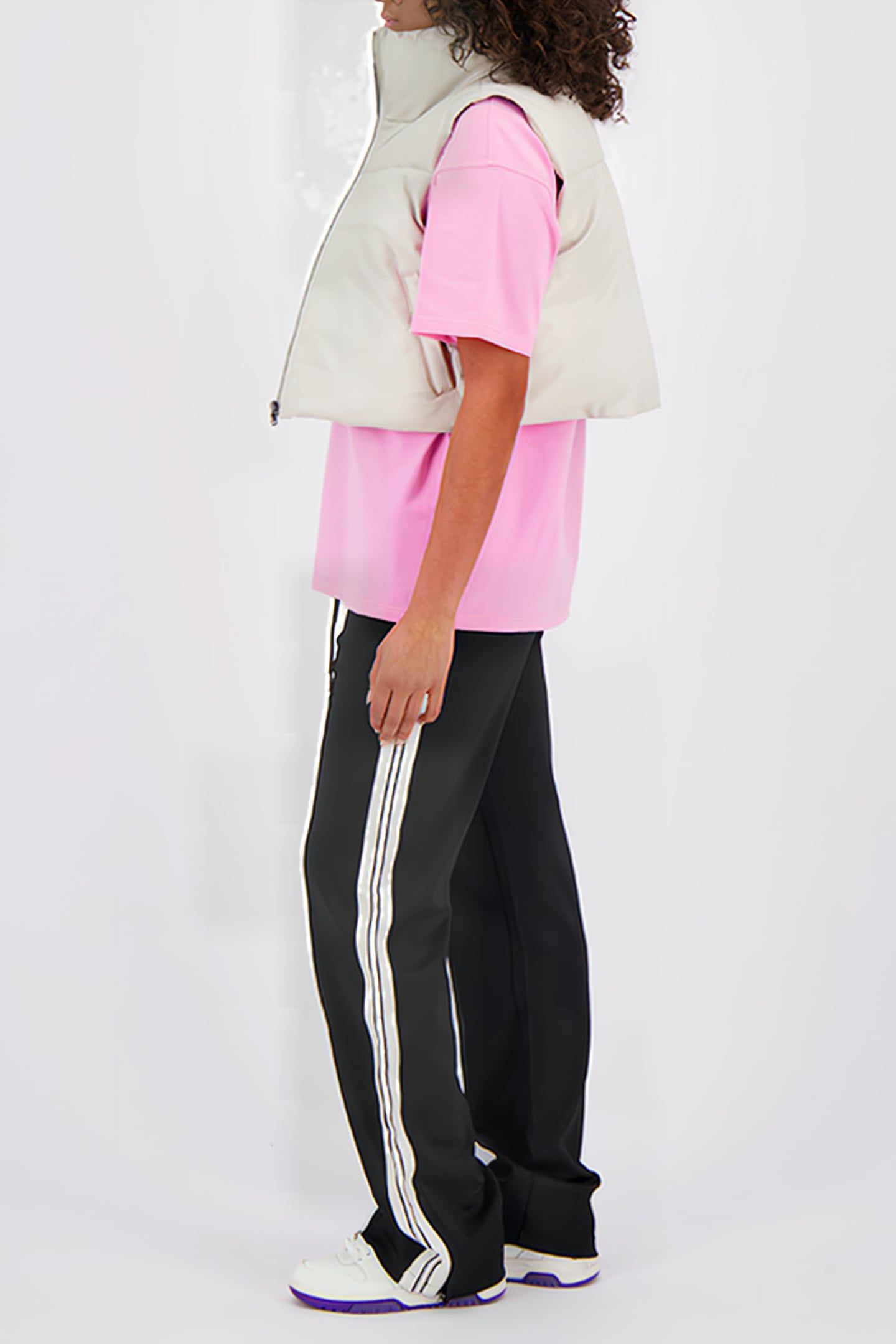 FAUX LEATHER BODYWARMER LIGHT GREY 4