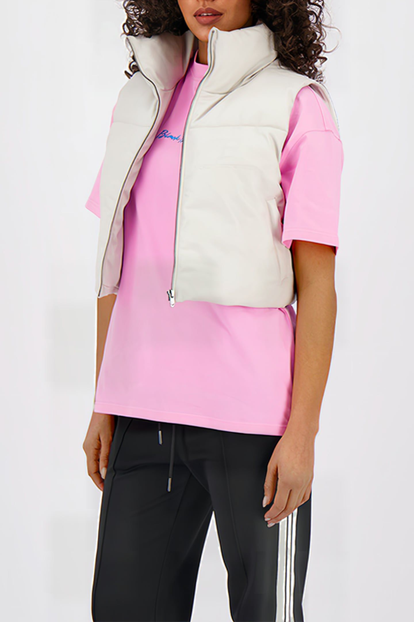 FAUX LEATHER BODYWARMER LIGHT GREY 5