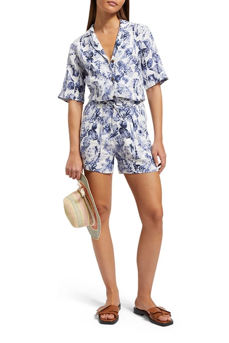 HIGH-RISE LINEN SHORT SHELL BATIK BLUE 3