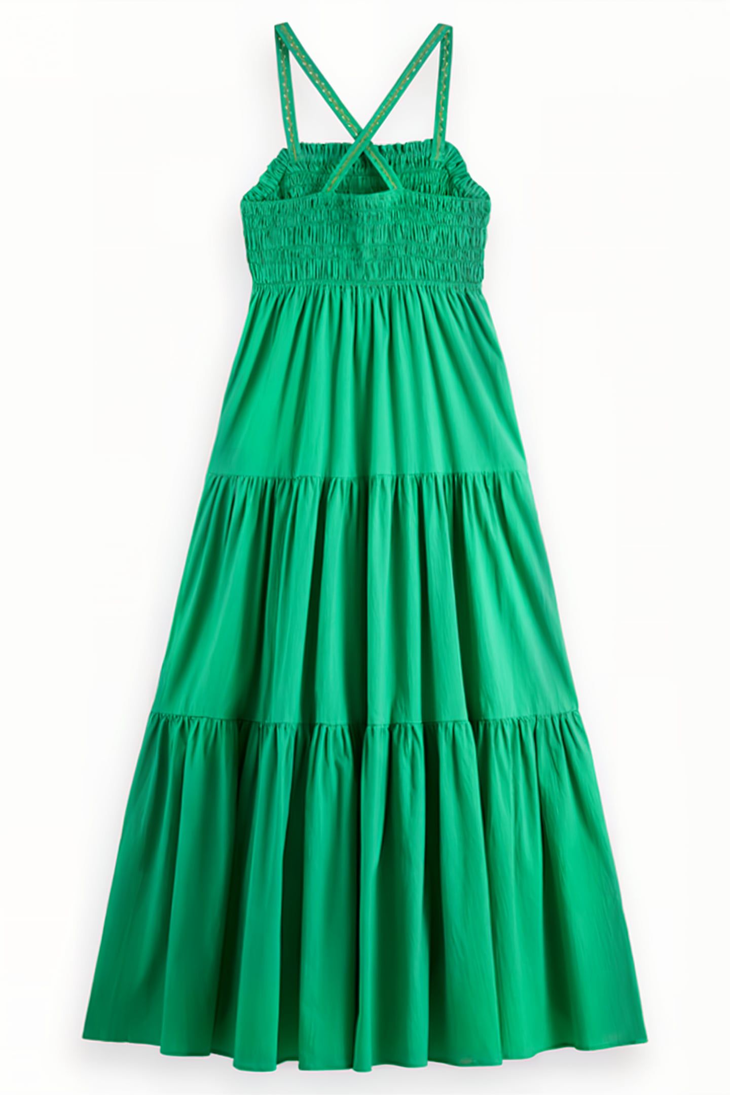 MAXI DRESS WITH SMOCK DETAIL SCUBA GREEN 2