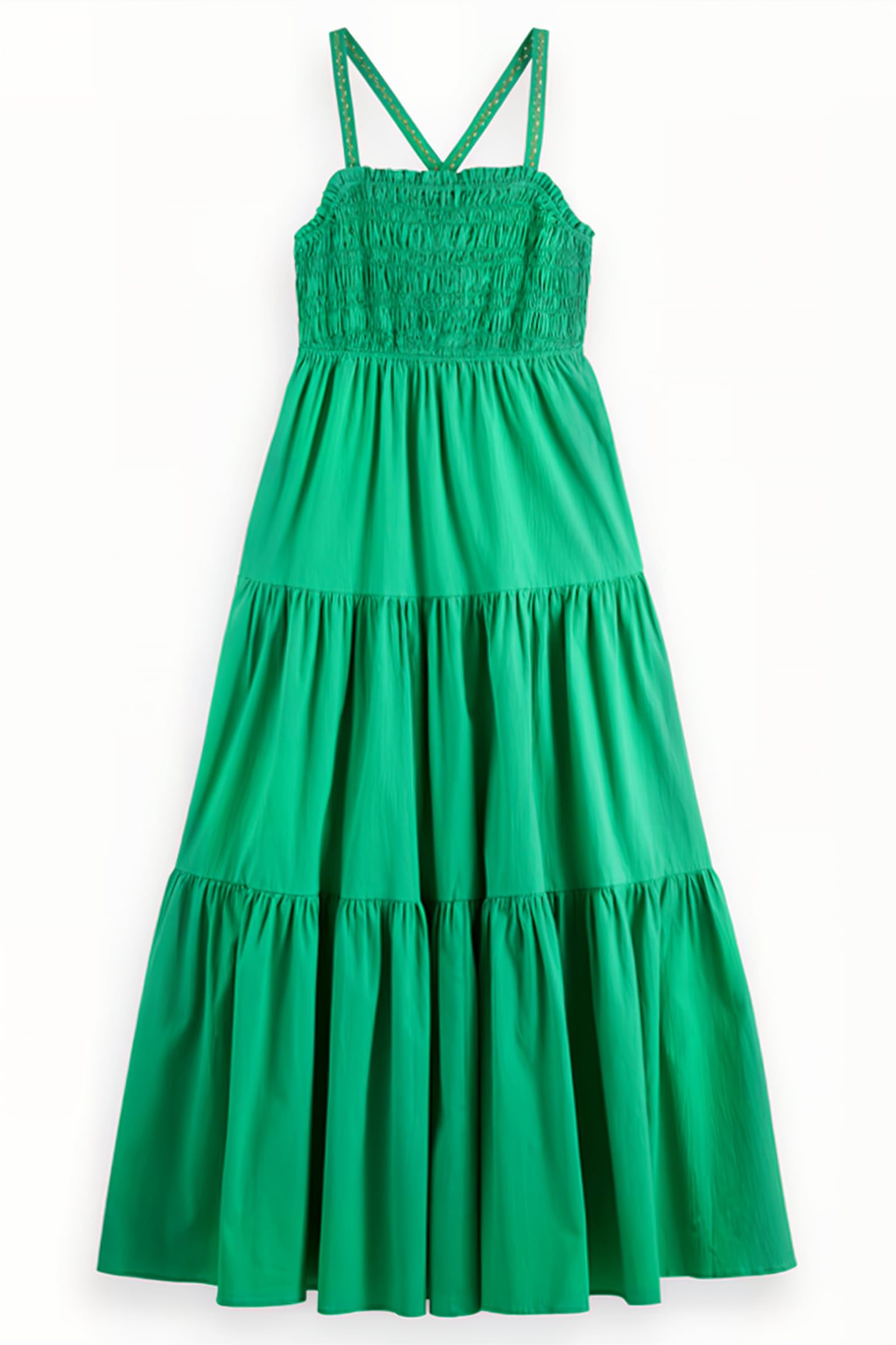 MAXI DRESS WITH SMOCK DETAIL SCUBA GREEN 1