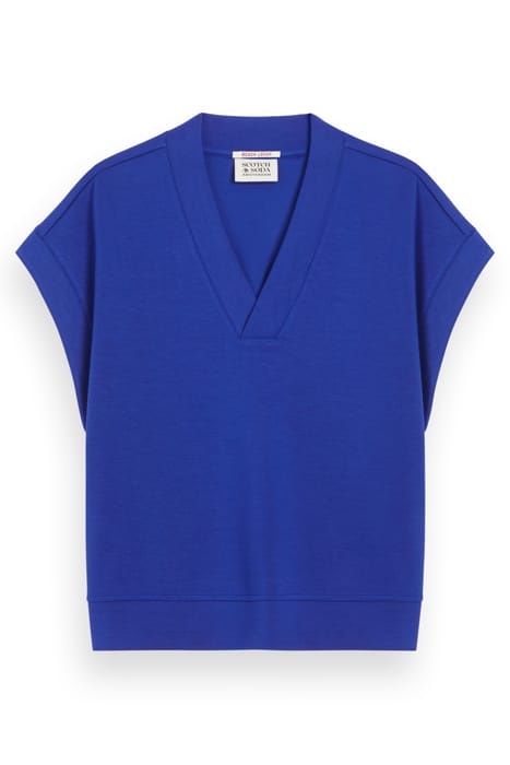 V-NECK SLEEVELESS MODAL SWEATSHIRT ELECTRIC BLUE 1
