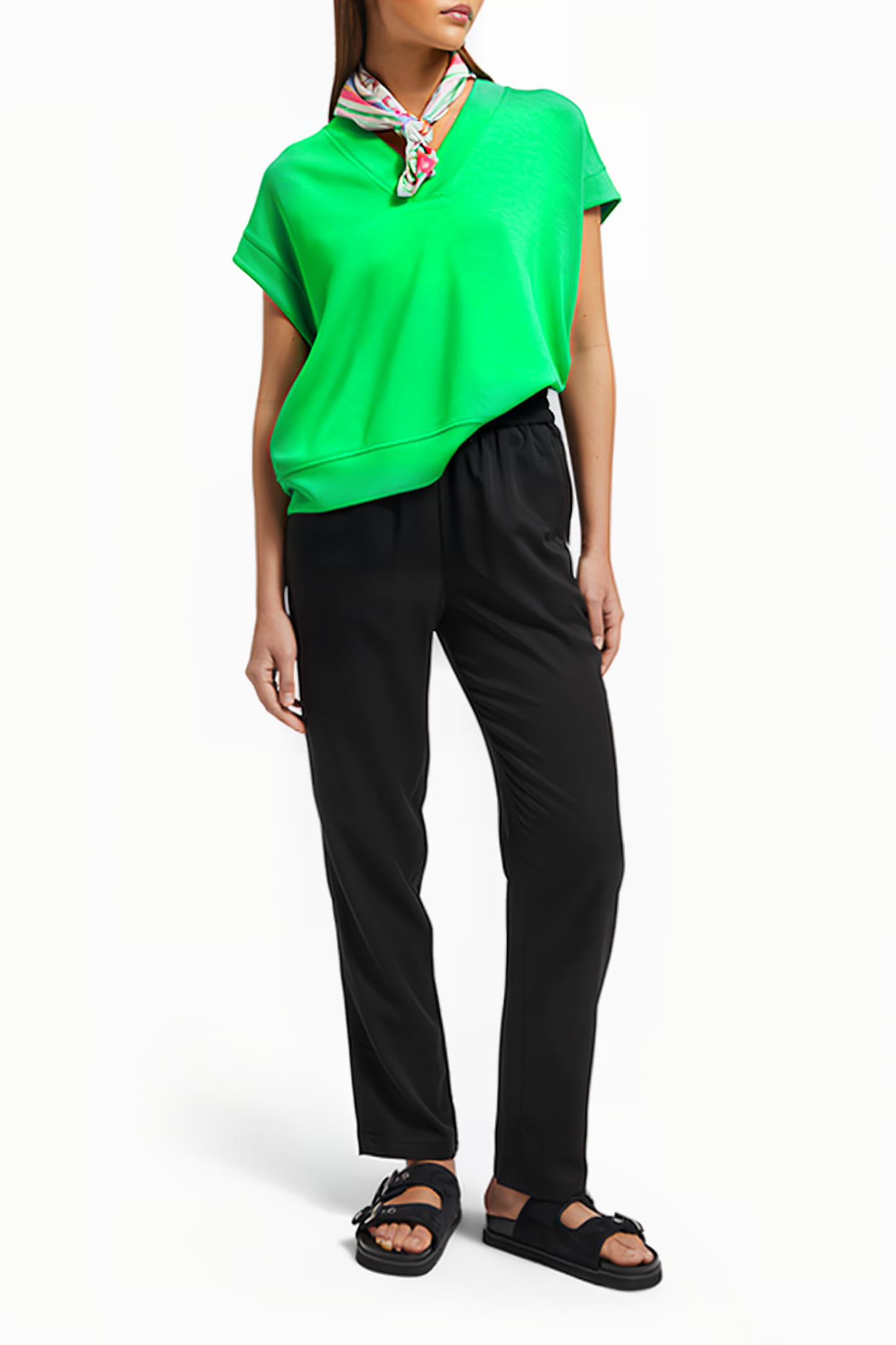 V-NECK SLEEVELESS MODAL SWEATSHIRT SCUBA GREEN 3
