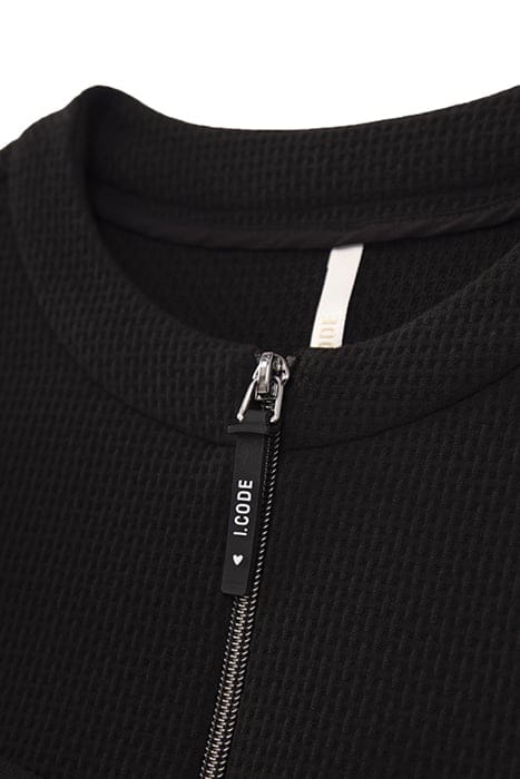 BLACK WAFFLE-KNIT DRESS WITH LETTER BANDS 8