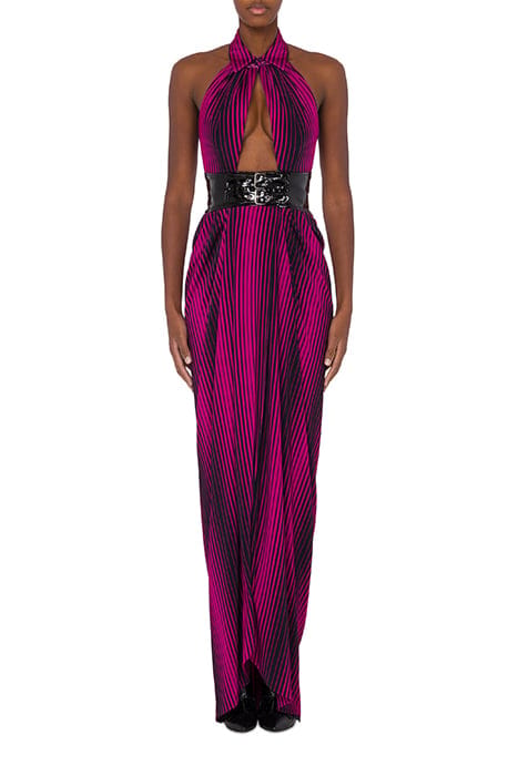 DEGRADÉ STRIPES ORGANZA DRESS FUCSIA 1
