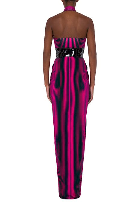 DEGRADÉ STRIPES ORGANZA DRESS FUCSIA 2