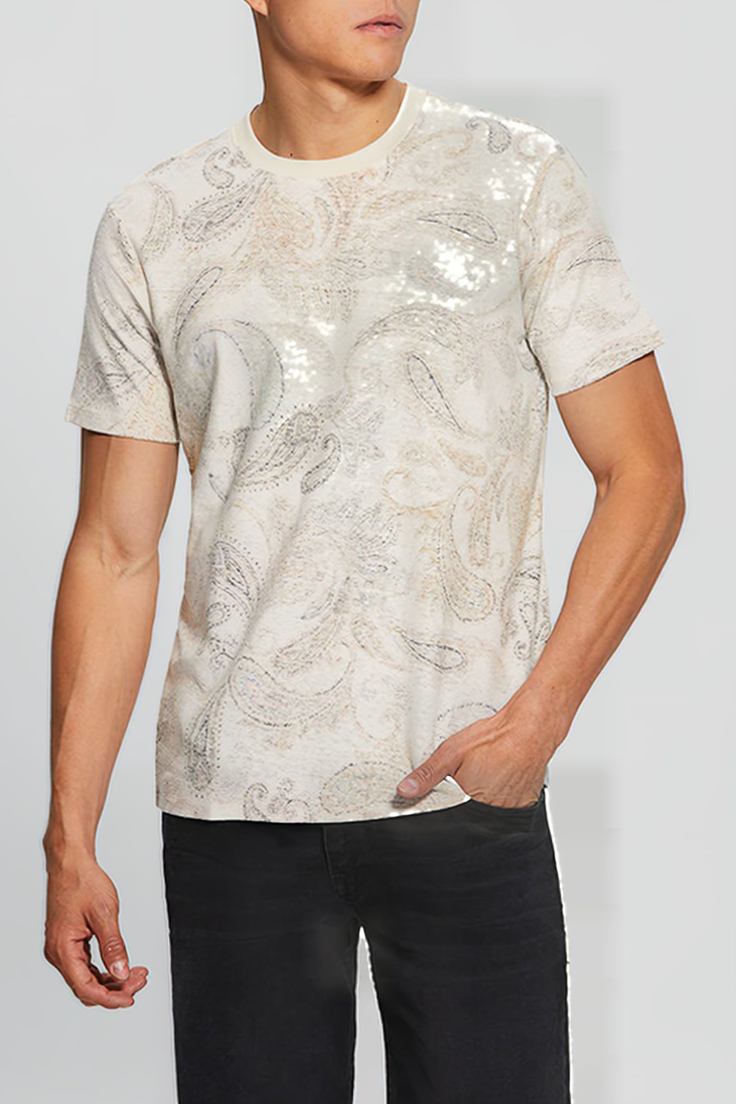 GUESS ECO ECO LINEN BLEND PAIS SALT WHITE MULTI 1