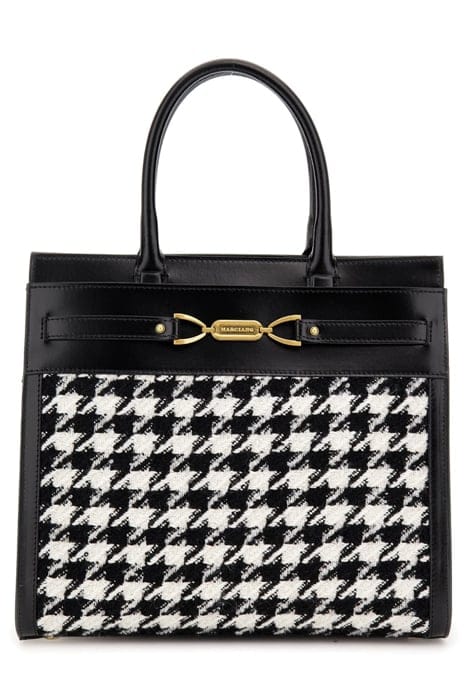 MARCIANO BY GUESS AMELIE SATCHEL PIED POULE TOTE BAG BLACK/ 1