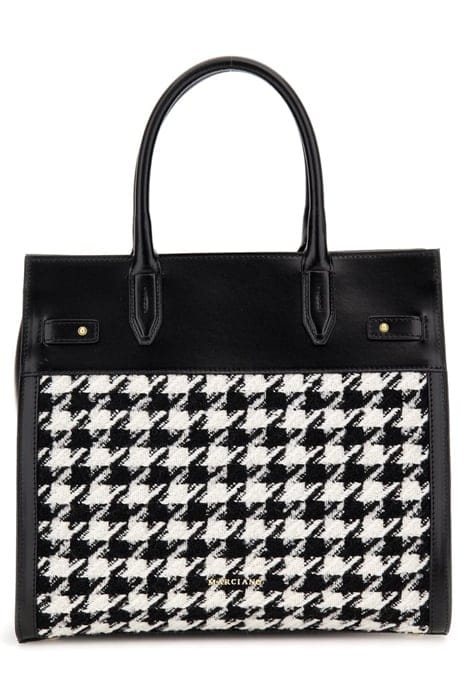 MARCIANO BY GUESS AMELIE SATCHEL PIED POULE TOTE BAG BLACK/ 2