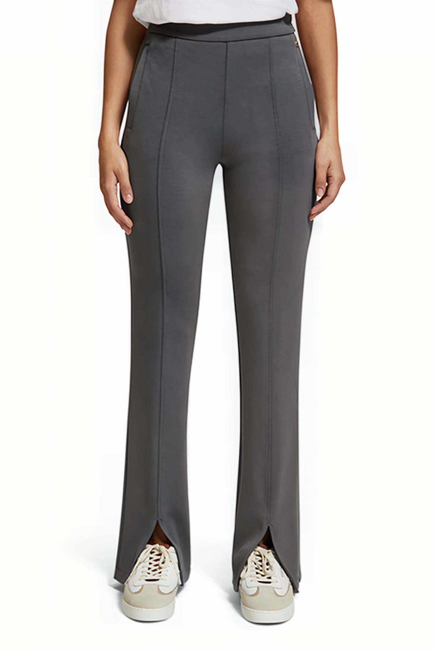 TAILORED SPLIT HEM FLARE SWEATPANT DARK GREY 1