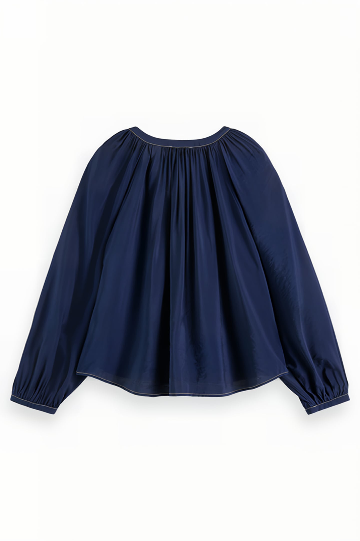 BALLOON SLEEVE LACE UP TOP NAVY BLUE 2