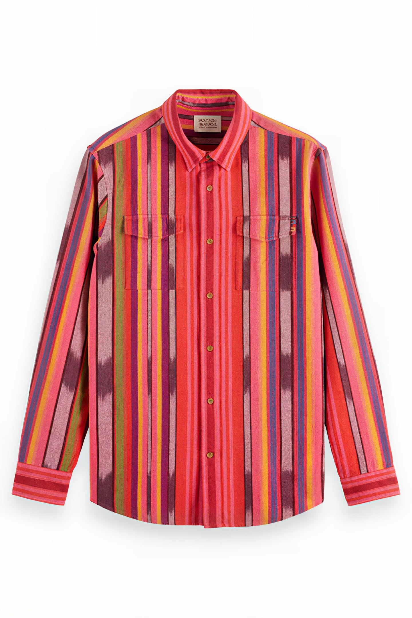 SPACE DYE STRIPE SHIRT PINK IKAT 1