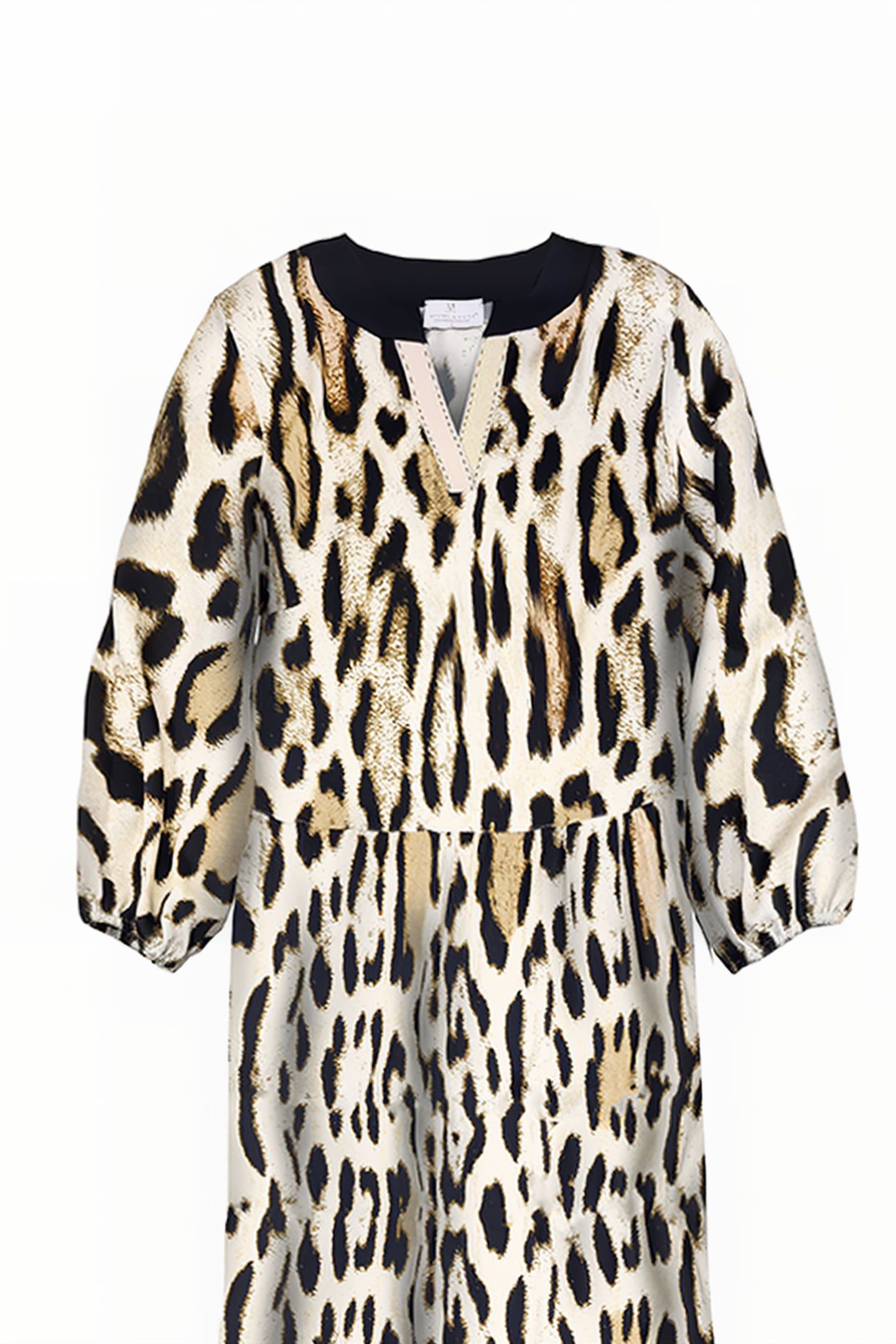 DRESS SAN RAFAEL LONG LEOPARD BLUE, ECRU 2