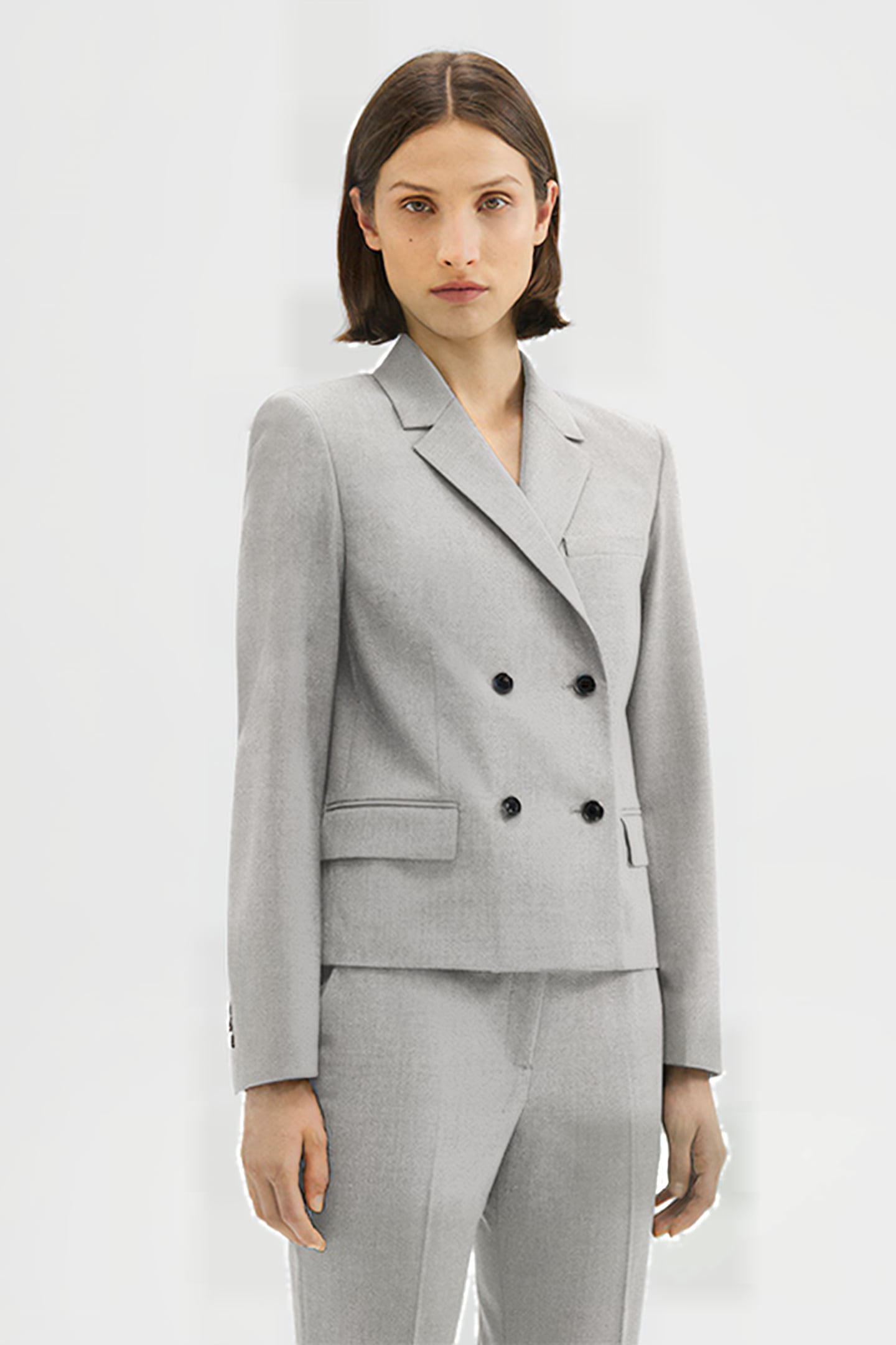 DOUBLE-BREASTED BLAZER IN GOOD WOOL LIGHT GREY MELANGE 3