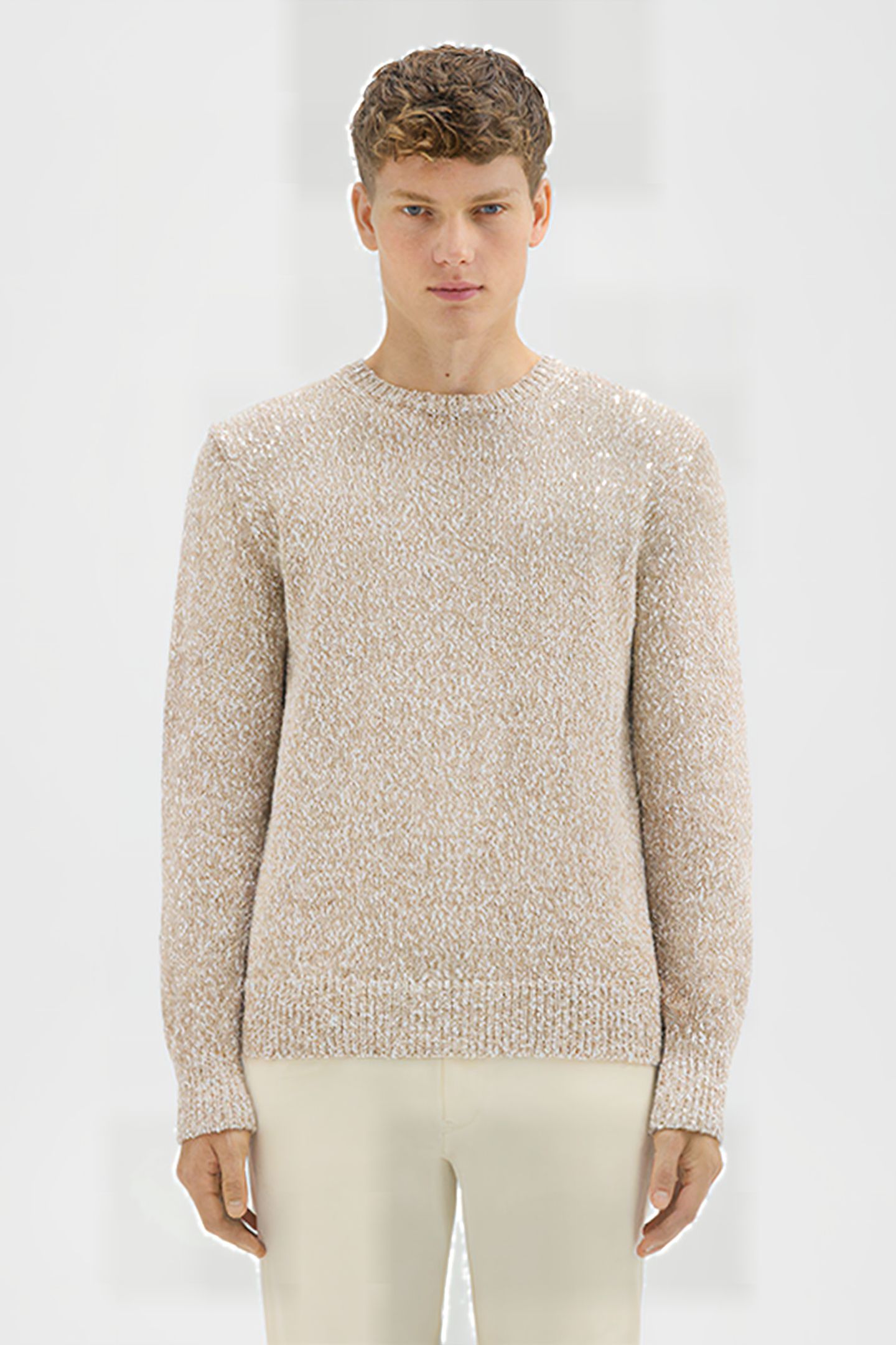 MAUNO CREWNECK SWEATER IN HEATHERED COTTON PUMICE MULTI 1